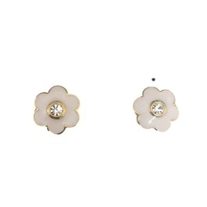 Cabouchon Zirconia Gold Plated Light Pink Flower Earrings